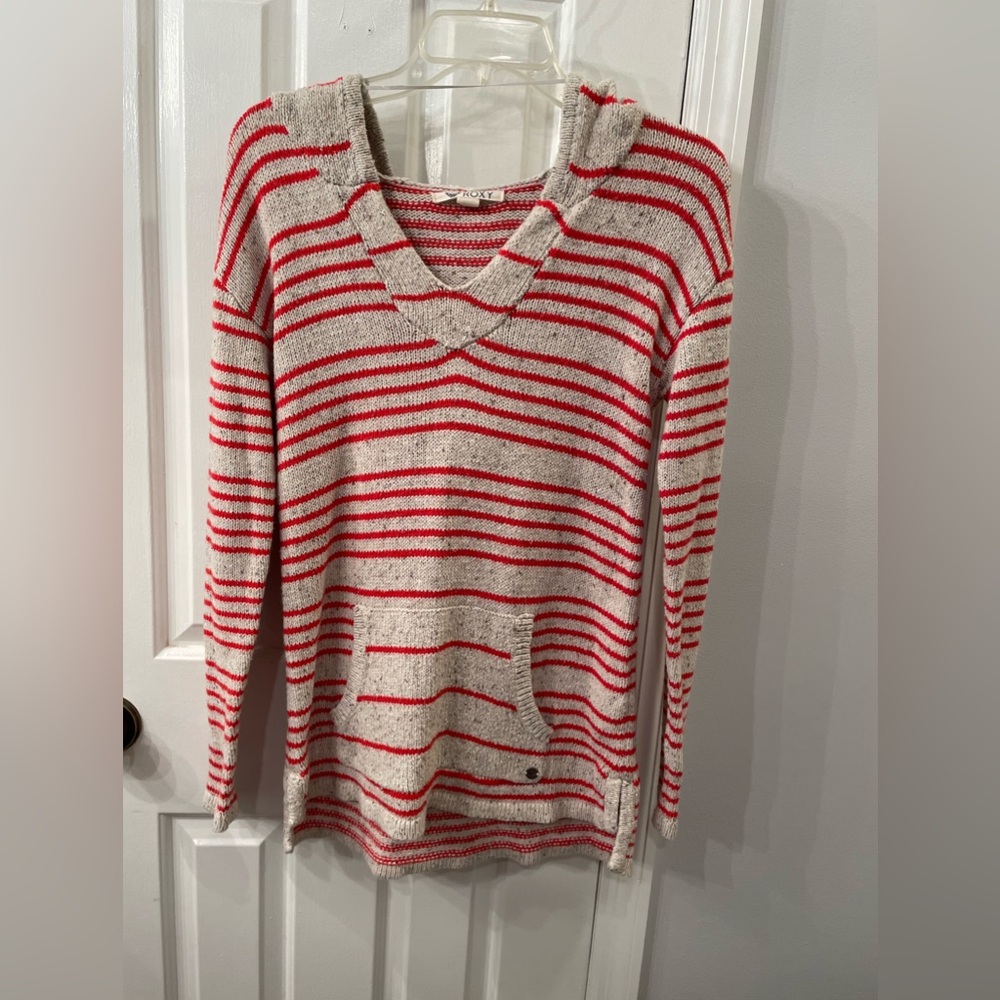 ROXY orange striped beach sweater hoodie